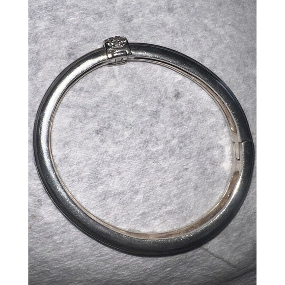 Slane & Slane Sterling Silver Diamond In 10k Gold Clasp Hinged Bracelet 49 Grams - Picture 6 of 8